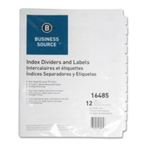 Index Dividers- White - 12-Tab - 3HP