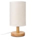 thumbnail image 2 of Promoción de invierno, moderna lámpara de mesita de noche redonda con pantalla de madera maciza de tela para sala de estar y dormitorio, 2 of 3