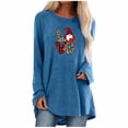 thumbnail image 1 of Pompotops Mode T-Shirt Décontracté à Manches Longues Col Rond Imprimé Blouse Tops Liquidation, 1 of 4