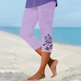 thumbnail image 5 of Women's Casual Pants Women'S Fashion Casual Floral Print High Waist Elastic Capri Pants Leggings,Beige Women's Casual Pants L, 5 of 7