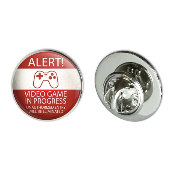Alert Video Game In Progress Unauthorized Entry Eliminated Metal 0.75" Lapel Hat Pin Tie Tack Pinback