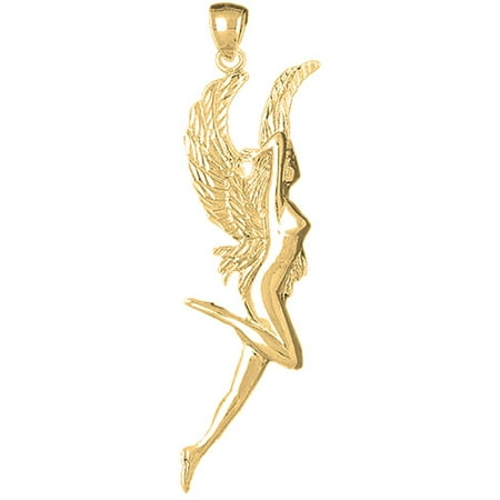 10K Yellow Gold Fairy Angel Pendant - 72 mm