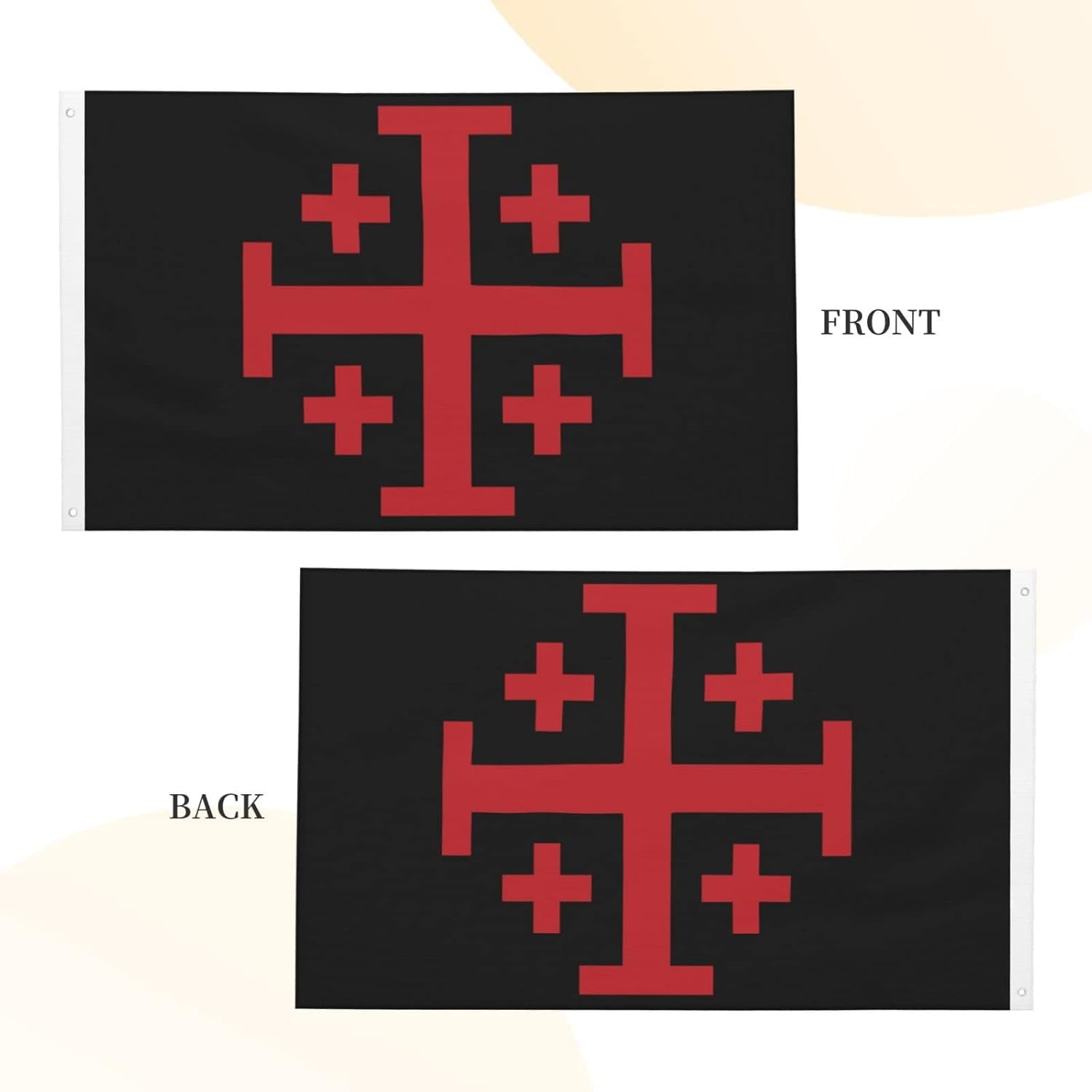 Jerusalem Catholic Cross Flag 3x5 Feet Double-Sided Outdoor Decoration