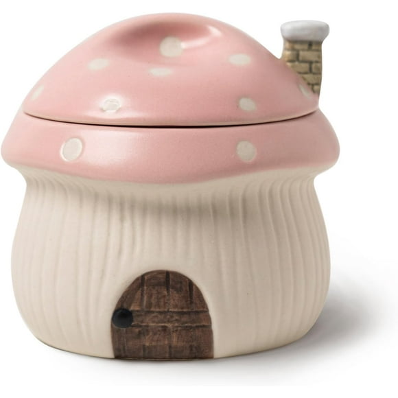 French Onion Soup Bowl with Lid, Ramekin, Funny Mushroom House Style Novelty Bowl, with Heat Dissipation Vents, 350 ml (Pink)