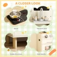 thumbnail image 4 of Arlopu Kids Play Kitchen, Wooden Kitchen Playset with Realistic Lights & Sounds, Interactive Pretend Kitchen with Chalkboard, Sink, Water Dispenser & 6 Pcs Cookware for Toddlers, 4 of 9