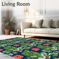 thumbnail image 2 of ODIKA 4'x6' Machine Washable Non-Slip Area Rug, Holiday Pinecone and Spruce Branches Punch Needle High Traffic Rug with Pad, Blue, 644490, 2 of 8