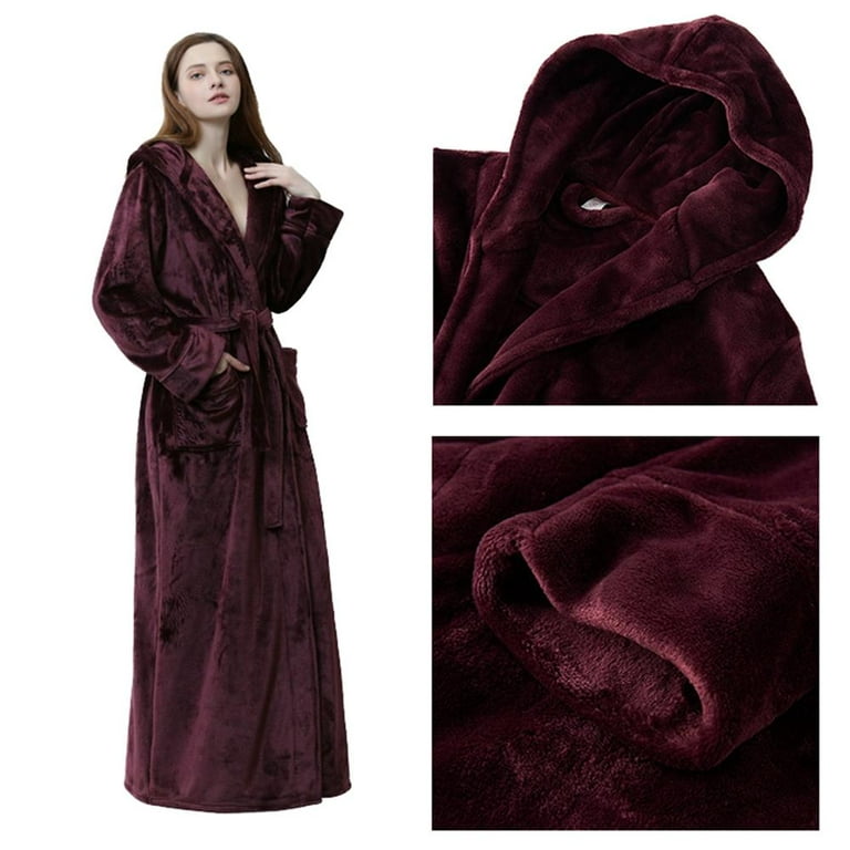 Long Velvet Robe Dressing Gown Warm Bathrobe Velvet Floor 