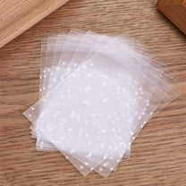 GOOHOCHY Self Adhesive Treat Bags with Dots Pattern for Storage Use Transparent Plastic 100 Pieces