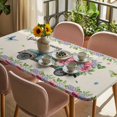 thumbnail image 3 of Spring Table Cloths for 4 Foot Rectangle Tables, Farmhouse Retro Truck Botanical Rose Butterfly Patio Waterproof Elastic Fitted Tablecloths, Washable Rectangular Table Cover for Camping, 3 of 8