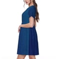 thumbnail image 2 of Goofa teal blue Pattern Women Summer Short Sleeve Midi Dress with Pockets Casual Aline Flowy Tshirt Dress Vocation Beach Sundress, 2 of 6