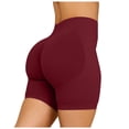 thumbnail image 5 of felwors Women's Seamless Scrunch Lifting Biker Shorts High Waisted Tummy Control for Yoga Workout Wine for Size S, 5 of 7