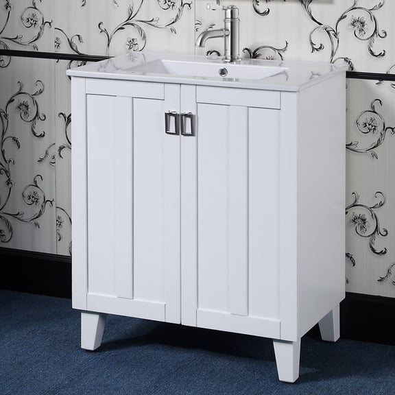 Infurniture 30-inch Single Sink Bathroom Vanity in White Finish