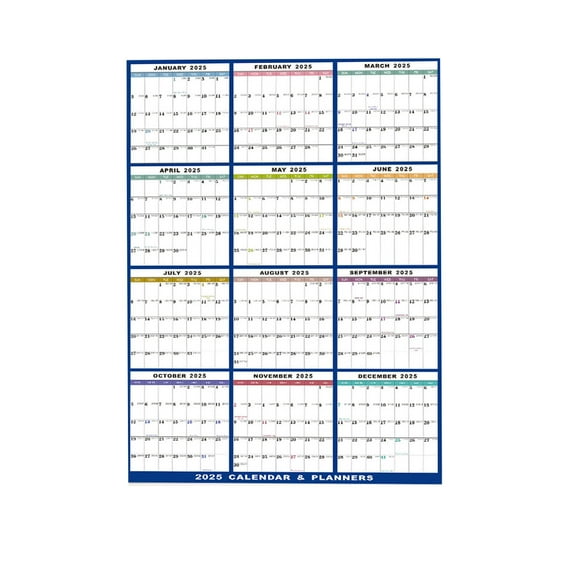 TopLLC 2025 Calendrier Effaçable Adhésif Double Face Mural Simple Anglais Pliable Style un Calendrier