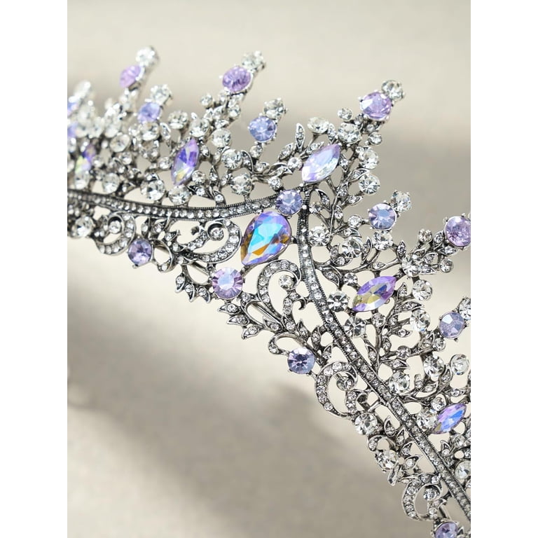 RUseeN Purple Iridescent Tiara Crown Queen Crowns for Women  display picture 3