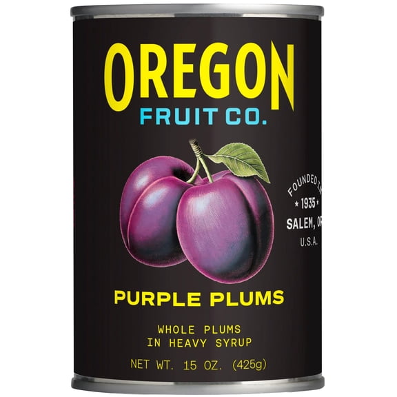 Oregon Fruit Co. Canned Purple Plums in Heavy Syrup, 15 oz Can