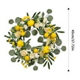 thumbnail image 2 of 17.72 Inch Spring Yellow Lemon Roses Wreath for Front Door, Yellow Peony White Hydrangea Green Leaves Wreath for Indoor and Outdoor, Rustic Farmhouse Door Wreath for Home Decor, 2 of 9