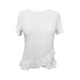 thumbnail image 2 of Tittly Womens T Shirts Womens Casual Tops Plus Size Summer Tops for Women Fashionable And Casual Solid Color Short Sleeved Round Neck T Shirt Eyelet T Shirt White, 2 of 6