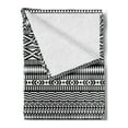 thumbnail image 2 of Afghan Soft Flannel Fleece Blanket, Traditional Monochrome Herringbone Zigzag Stripes and Rhombuses Tribal Design, Cozy Plush for Indoor and Outdoor Use, 50" x 70", Black and White, by Ambesonne, 2 of 5