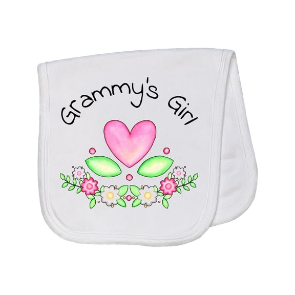 Inktastic Grammy's Girl Heart Flowers Baby Burp Cloth
