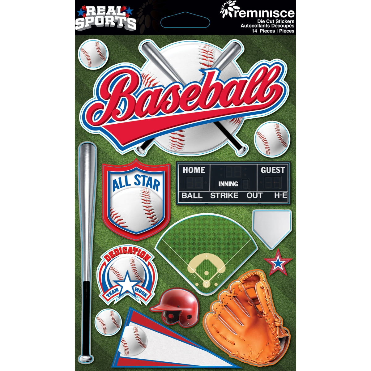 Reminisce Real Sports Cardstock Stickers 6"X4.5"Baseball Walmart Canada