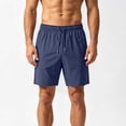thumbnail image 2 of Knee Length Swim Shorts for Men's Athletic Shorts Plus Size Elastic Waist Drawstring Running Shorts, Summer Lightweight Breathable Short Pants with Pockets Dark Blue XL, 2 of 6