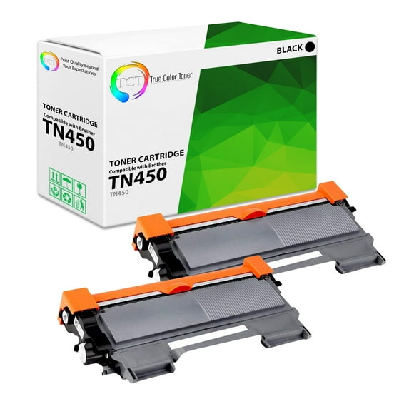 TCT TN450 Toner Cartridge 2 Pack - Compatible Replacement for Brother TN450 Black High Yield Works With Brother HL-2220 2230 2240 2270 MFC-7360 7460DN 7860DW DCP-7060 7070DW (2,600 Pages)