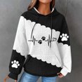 thumbnail image 2 of Women's Hooded Sweatshirt Cute Dog Paw Heart Print Hoodies with Front Pocket Sweatshirts Color Matching Waffle Knitted Sweatshirts Loose Casual Long Sleeve Tops Hooded Outwear, 2 of 4