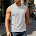 thumbnail image 6 of Muscle Shirt for Men Sleeveless Crew Neck Solid Color Sports Athletic Pullover Tee with Pocket Fathers Gift, 6 of 8