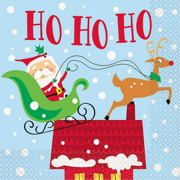 Colorful Santa 8 Ct Paper Luncheon Napkins
