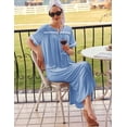 thumbnail image 3 of Ekouaer Women Zipper Robes Knit Short Sleeve House Coat Soft Bathrobe Full Length Housecoat Dressing Gown with Pockets, 3 of 6