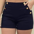 thumbnail image 2 of gbyLJF Women's High Waist Front Button Cargo Shorts Summer Vintage Sailor Shorts Plus Size Solid Color Pinup Shorts, 2 of 7
