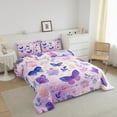 thumbnail image 3 of Purple Butterfly Bedding Queen Size Chic Animals Comforter Set Queen , Pink Blue Floral Duvet Insert Botanical Leaves Quilt Set, Watercolor Flower Bedding Comforters & Sets, 3 of 6