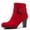 Red Buckle-NEW, variant on Pennysue Women's Chunky Heel Red Buckle Ankle Boots Thick Heeled Layered Zip-Up Ladies'Booties Size 9M