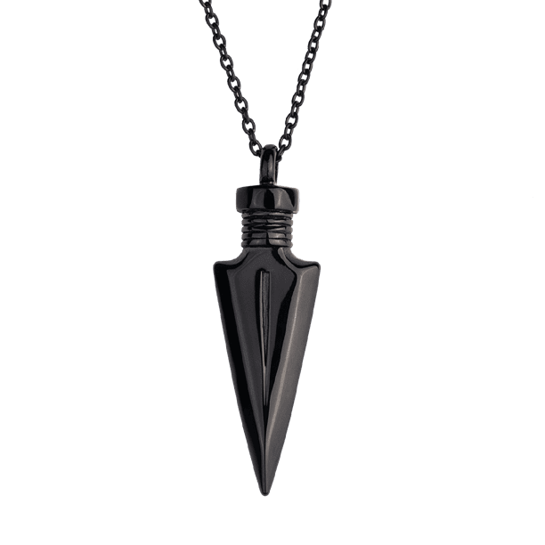 Collar Hombre de Flecha LUCKMAN, Acero Inoxidable con Baño Oro 18k, Color Plata o Negro, Modelo Lance negro UNITALLA