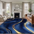 thumbnail image 2 of Marble Texture Large Area Rugs 8x10 ft Modern Blue Golden Fluid Art Washable Rug Non Slip Indoor Carpet Absorbent Floor Mat for Living Room Bedroom Dining Room, 2 of 9