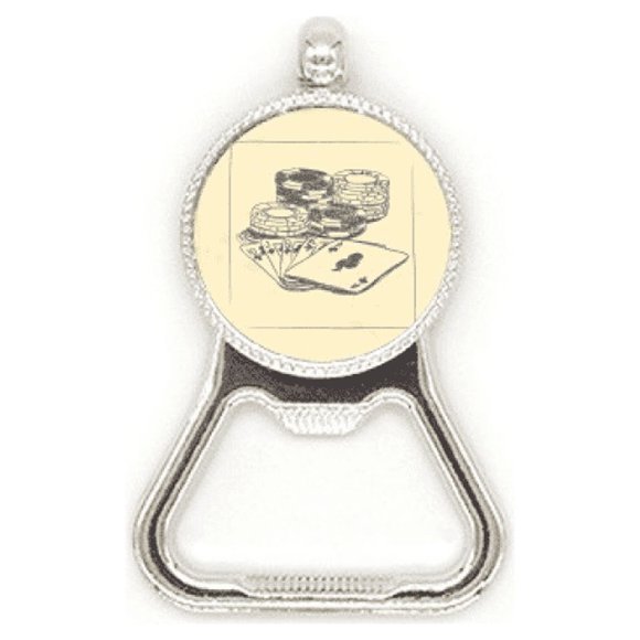 Black Chip Poker Illustration Pattern Metal Beer Bottle Cap Opener Duty Stainless Steel