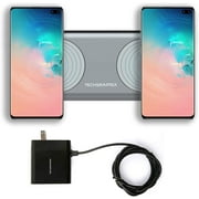 Techsmarter 15W (30W Total) Dual Wireless Charger, Fast Charging Pad. Compatible with iPhone 13, 12, 11, XS, X, XR, 8, Samsung S21, S20, S10, S9, S8, Note, LG ThinQ