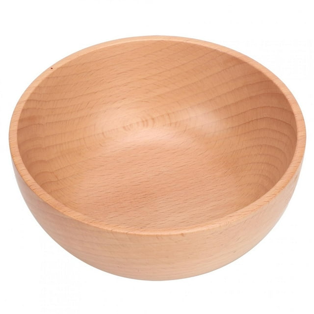 Dekaim Wooden Bowl, Round Rice Soup Salad Dining Bowl Utensils Food Container Tableware Kitchen Accessory(Large)