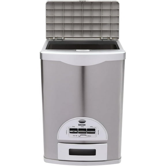 Rice Dispenser, 33 Lbs Large Capacity Rice Storage Container with Good Sealing Performance, Stainless Steel Rice Container with Child Lock and Groove Handles, Rice Dispenser for Restaurants Homes