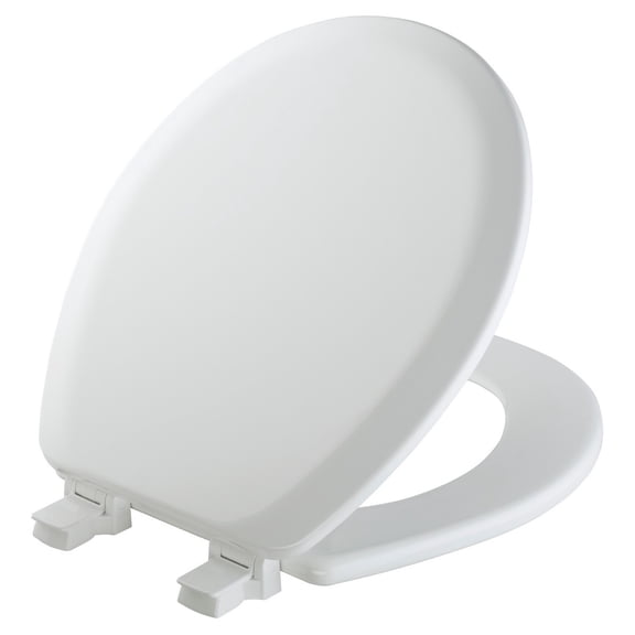 Round Enameled Wood Toilet Seat with Easy Clean Hinge - White