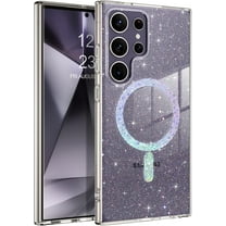 Magnetic for Samsung Galaxy S24 Ultra Case Clear Glitter [Compatible with MagSafe] Bling Sparkle Soft Protective Cover for Samsung S24 Ultra-Clear