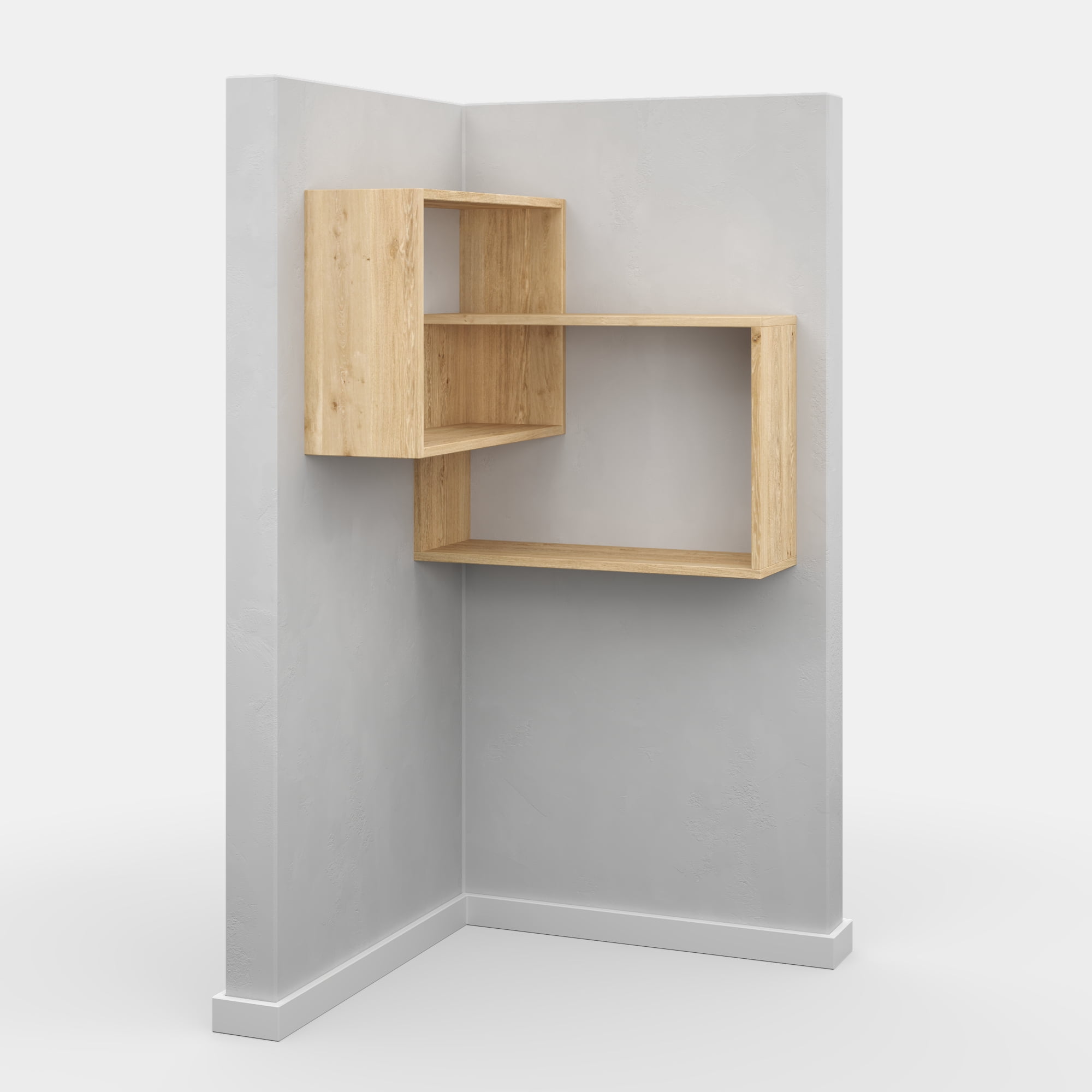 Ada Home Decor Furniture 23.5" 3 Tier Oak Warner Modern Wall Shelf
