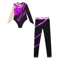 thumbnail image 3 of TiaoBug Kids Girls  Shiny Diamond Gymnastics Leotard Skating Jumpsuit with Pants Performance Outfits Purple 10, 3 of 5