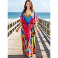thumbnail image 3 of HAPPY BAY Women's Summer Loungewear African Beach Maxi Plus Size Kaftan Ethnic Print Casual Slit Dress Caftan Dresses for Women 2X-3X Rose, Abstract, 3 of 4