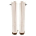 thumbnail image 4 of YDN Women Basic Round Closed Toe Knee High Boots Pull On Mental Buckle Wide Calf Flat Riding Boots Walking Trip Retro Shoes Size 8.5 White, 4 of 4