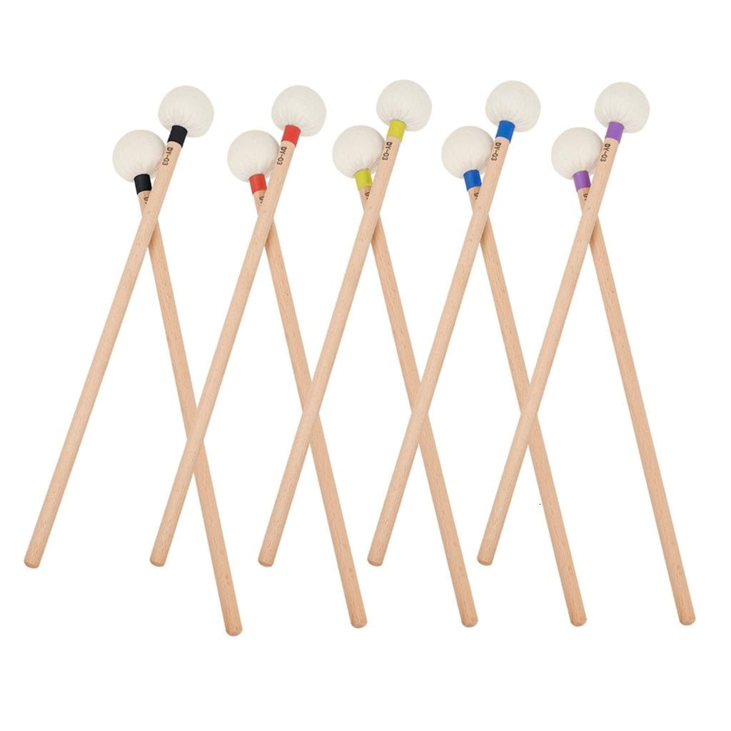 1 Pair Felt Head Timpani Mallet Drumstick Wood Handle Percussion Band Stick Marchings Snares Drum Stick Hammer