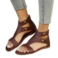 thumbnail image 1 of Mefallenssiah Large Size Flat Zipper Fish Mouth Sandals One-Strap Roman Sandals, 1 of 8