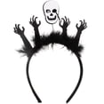 thumbnail image 1 of Diadema de Halloween con calavera y esqueleto, accesorio esponjoso para disfraz de Halloween, 1 of 5