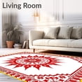 thumbnail image 2 of ODIKA 4'x6' Machine Washable Non-Slip Area Rug, Handcraft Hook Kit Sunburst Floral Weaving Canvas Project High Traffic Rug with Pad, Red, 645054, 2 of 8