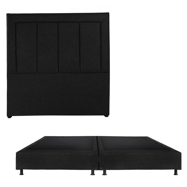 Box Base Cama King Size + Cabecera Davos Negro Dicasa Belu
